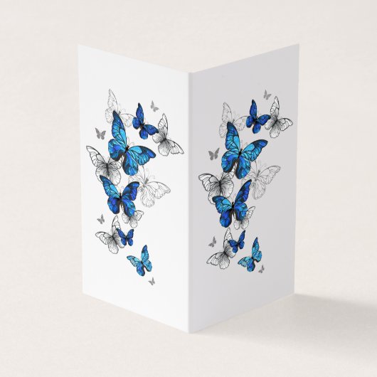 Blauwe Vliegende Vlinders Morpho Visitekaartjes (Buitenkant)