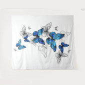 Blauwe Vliegende Vlinders Morpho Wandkleed (Voorkant (horizontaal))