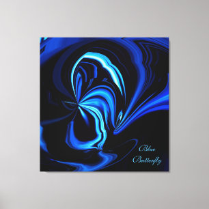 Blauwe Vlinder Abstract Verpakte Canvas Print