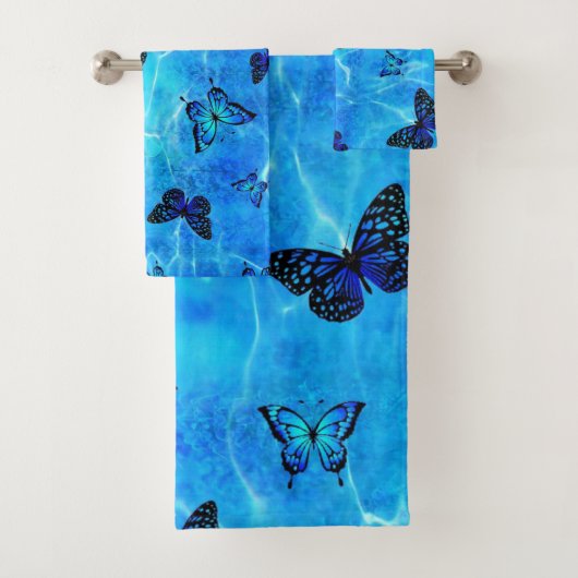 Blauwe vlinder bad handdoek (Insitu)