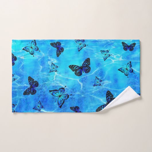 Blauwe vlinder bad handdoek (Handdoek)