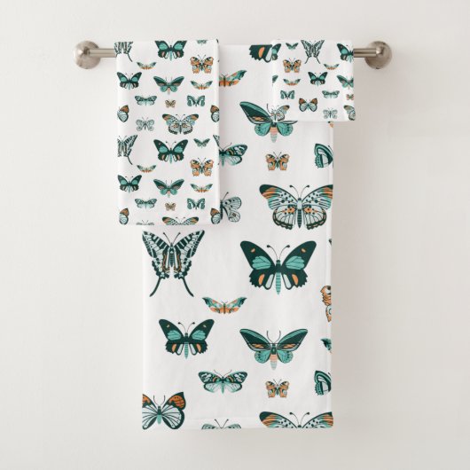 Blauwe vlinder badhanddoek set bad handdoek (Insitu)