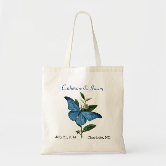  blauwe vlinder Canvas tas (Voorkant)