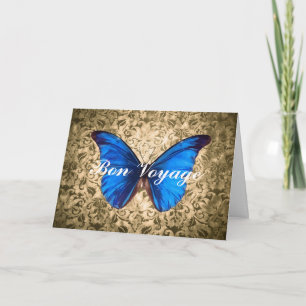Blauwe vlinder damask Bon Voyage kunst Kaart