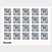 Blauwe  vlinder Damask bruiloft dank u Vierkante Sticker (Vel)