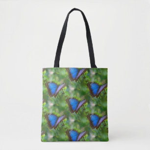Blauwe vlinder draagtas