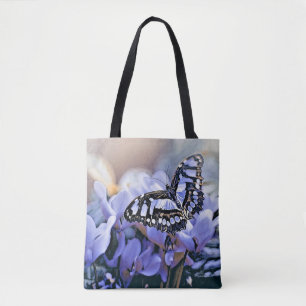 Blauwe vlinder draagtas