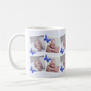 Blauwe Vlinder Eerste Jaar Baby Foto Collage   Koffiemok