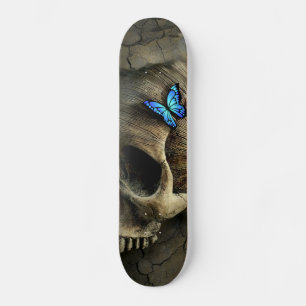 Blauwe vlinder en schedel skateboard