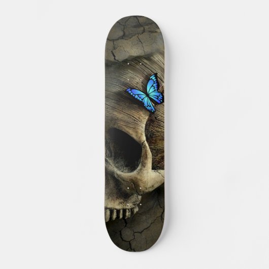 Blauwe vlinder en schedel skateboard (Voorkant)