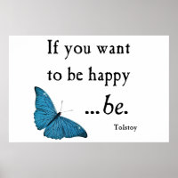 blauwe vlinder en tostoy Happiness Citaat