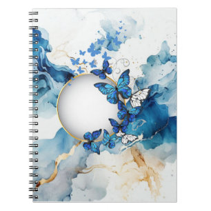 Blauwe Vlinder en Waterverf met een zweem van Goud Notitieboek
