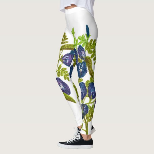 Blauwe vlinder erwt bloemen leggings (Links)