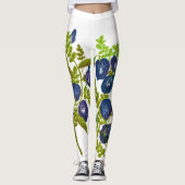 Blauwe vlinder erwt bloemen leggings (Voorkant)