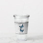 Blauwe vlinder gepersonaliseerde acrylknollen acryl drinkbeker (Achterkant)