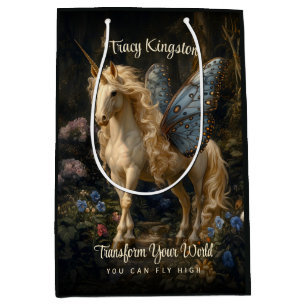 Blauwe Vlinder Gevleugeld Bos Eenhoorn Fantasy Mag Medium Cadeauzakje