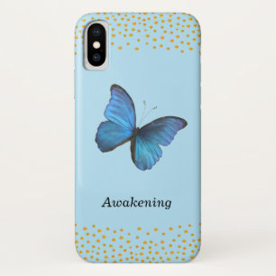 Blauwe Vlinder & Gouden Confetti iPhone X Hoesje