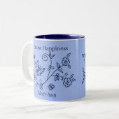 Blauwe Vlinder Herinneringsmok Tweekleurige Koffiemok (Voorkant links)