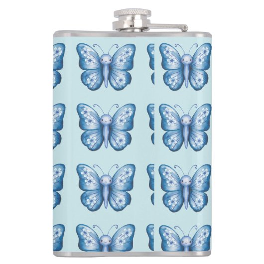 Blauwe vlinder heupfles (Achterkant)