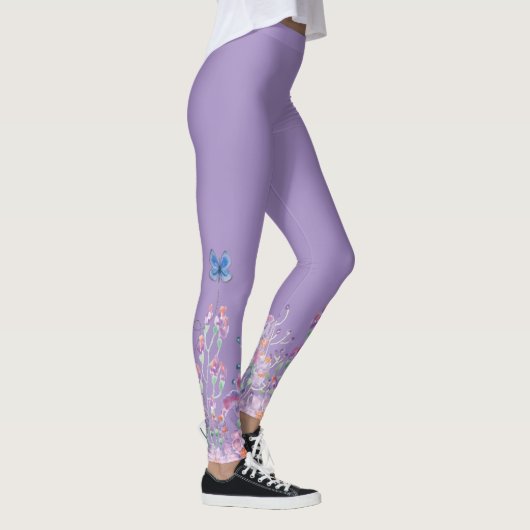 Blauwe vlinder in bloemen leggings (Rechts)