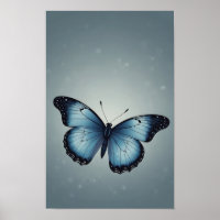 Blauwe vlinder in vlakke minimalistische stijl