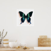 "Blauwe vlinder" Insecte Waterverf Art Poster (Keuken)