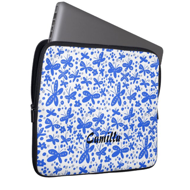Blauwe vlinder iPhonettas Laptop Sleeve (Voorkant Rechts)