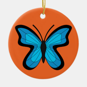 Blauwe Vlinder Keramisch Ornament