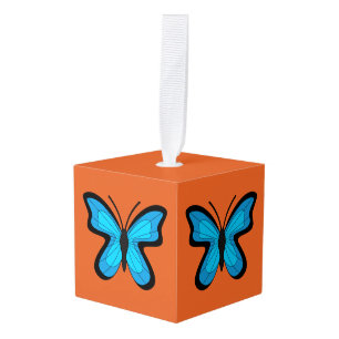 Blauwe Vlinder Kubus Ornament