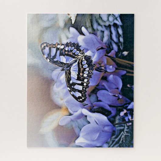 Blauwe vlinder legpuzzel (Verticaal)