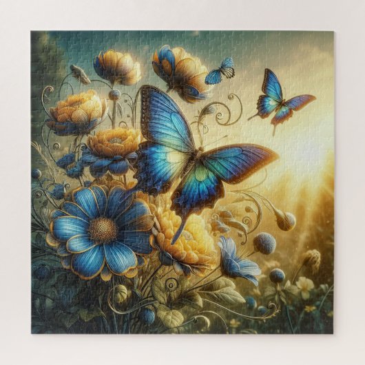 Blauwe Vlinder Legpuzzel (Verticaal)