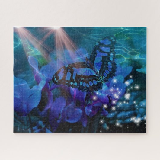 Blauwe vlinder legpuzzel (Horizontaal)