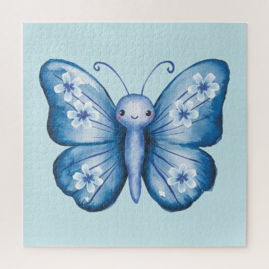 Blauwe vlinder legpuzzel (Verticaal)