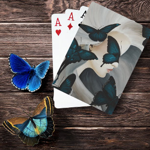 Blauwe Vlinder Maskerade Elegante Fantasie Pokerkaarten