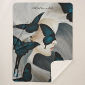 Blauwe vlinder Masquerade Sherpa Deken (Voorkant)