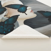 Blauwe vlinder Masquerade Sherpa Deken (3/4)