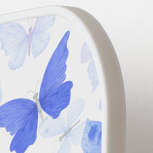 Blauwe Vlinder Monogram Naam Pickleball Paddle (Links Detail)