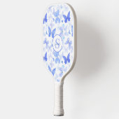 Blauwe Vlinder Monogram Naam Pickleball Paddle (Links)