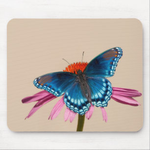 Blauwe vlinder op Coneflower Muismat