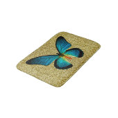 Blauwe vlinder op goudglitter bath mat (Gekanteld)