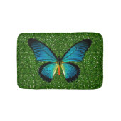 Blauwe vlinder op groene blaadmat badmat (Voorkant)