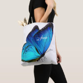 Blauwe vlinder op maat draagtas (Dichtbij)