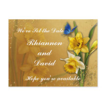 Blauwe Vlinder op narcis Save the Date