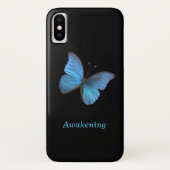 Blauwe vlinder op zwart Case-Mate iPhone case (Achterkant)