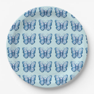 Blauwe vlinder papieren bordje