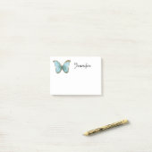 Blauwe vlinder post-it® notes (Op bureau)