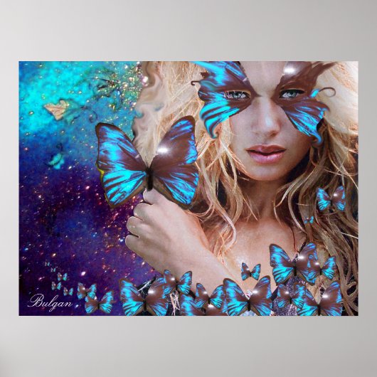 BLAUWE VLINDER POSTER (Voorkant)