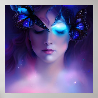 Blauwe vlinder poster