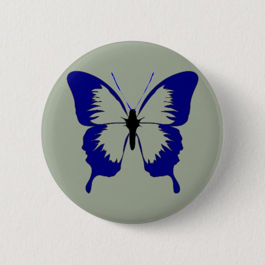 Blauwe vlinder ronde button 5,7 cm (Voorkant)