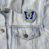 Blauwe vlinder ronde button 5,7 cm (In situ)